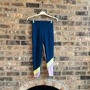 Sweaty Betty Kids Leggings in Navy, Yellow, and Lavender